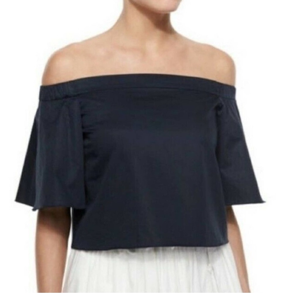 Tibi satin poplin black top